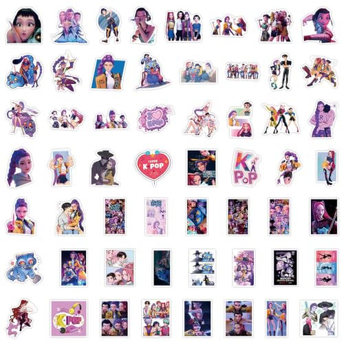 Image of 110pcs Demon Hunters Movies Stickers Pack,Vinyl Waterproof Demon Hunters Decal for Water Bottle Laptop Toy Sticker for DIY Decorate Bumper Phone Hard Hat Kids Teens Gifts