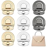Arvintas 12PCS Purse Lock, Alloy Snap Closure Buttons Small Latches, Fasteners Metal Hardware Clip Clasp Buckles with Washers, Purse Hardware for Bag Making DIY Craft Wallets