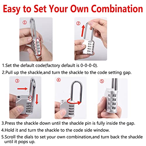 Image of 2.6 Inch Long Shackle Combination Padlock, 4 Digit Resettable Outdoor Waterproof Lock, Combo Lock for School, Gym or Sports Locker, Employee Locker, Fence, Gate,Toolbox, Case, Hasp Storage