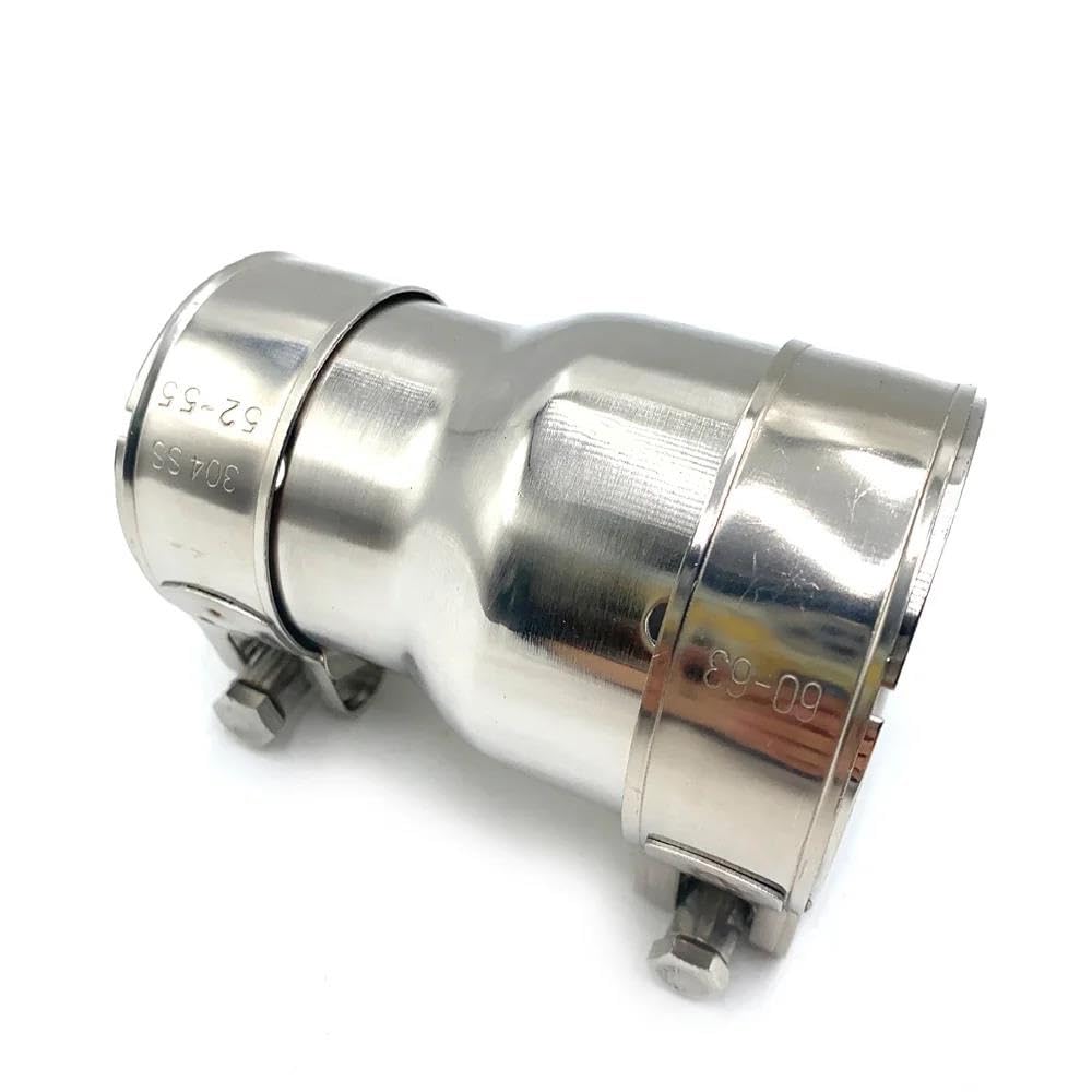 Tubo De Escape 1 * Tubo De Escape Tubo De Acero Inoxidable 304 Adaptador Recto Tamaño Reductor Manguito De Silenciador General con Abrazadera Extremos de Tubo para Escape de Coche(51MM-63MM)