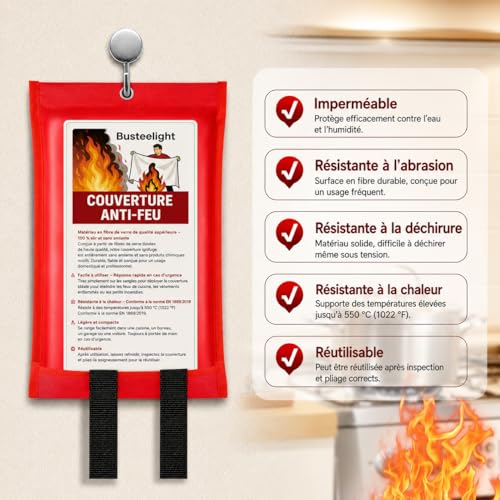 Couverture anti feu 100x100 cm (lot de 4) en fibre de verre pour la sécurité incendie maison - 4