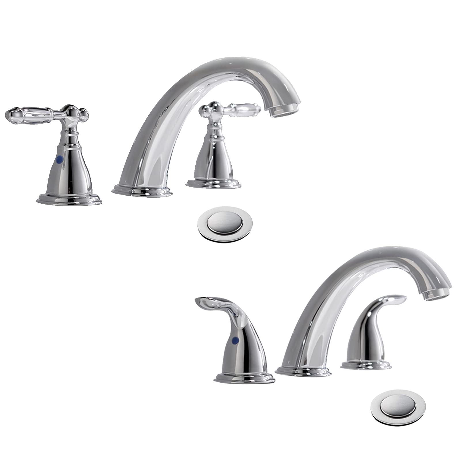 Sxithgkdw 8 Inch 3 Hole Widespread Bathroom Faucet With Metal Pop Up Drain By, Chrome Bathroom Sink Lavatory Faucet