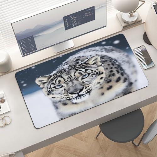 Blue Eyed Snow Leopard alfombrilla grande para escritorio miniatura 6