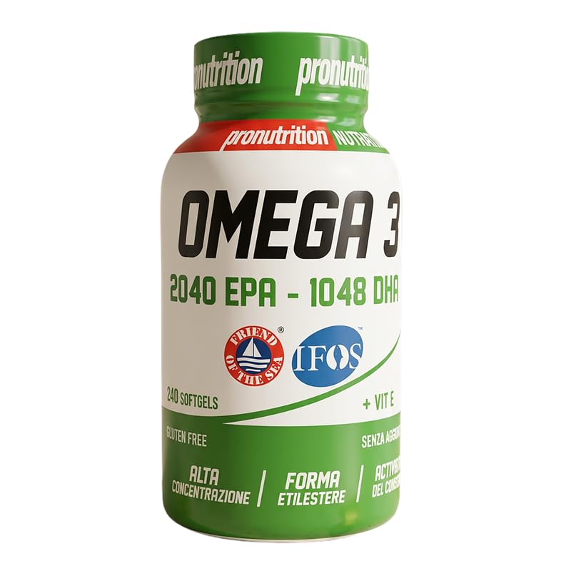 Pro Nutrition Omega 3 IFOS Softgel – Olio di Pesce Ultra Purificato con EPA DHA – Supporto Cardiaco e Cerebrale – 240 softgels
