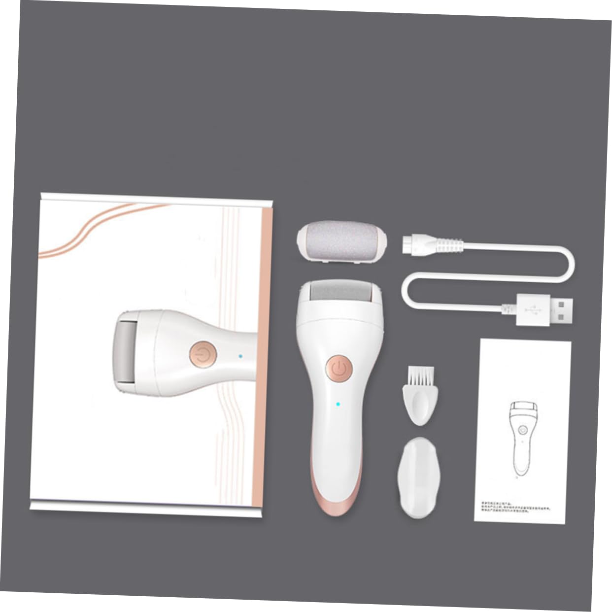 Healvian Elektrischer Fußschaber für Abgestorbene Haut 2-in-1 Hornhautentferner mit Kunststoff und Metallmaterial Tragbar für Fußsohlen und Ferschenpflege zu Hause