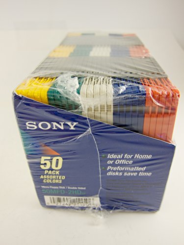 50 Pack Sony Floppy Disk Diskettes 3.5" Mfd-2Hd Assorted Colors Ibm Formatted #TOP1