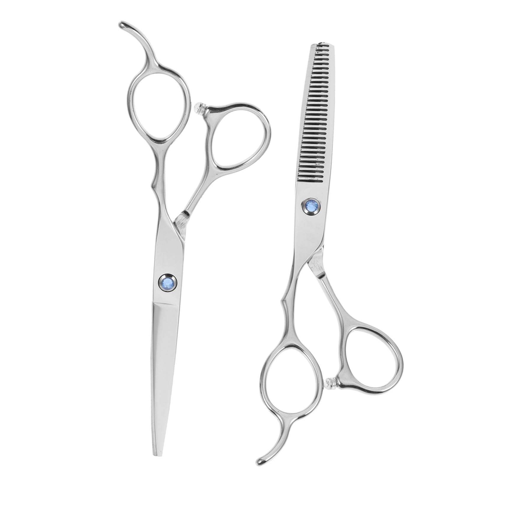 Lot de 2 Ciseaux Gauchers en Acier Inoxydable 6 Pouces, Design Ergonomique, Poignée Créative, Ciseaux Plats et Dentelés pour Usage Professionnel et Amateur