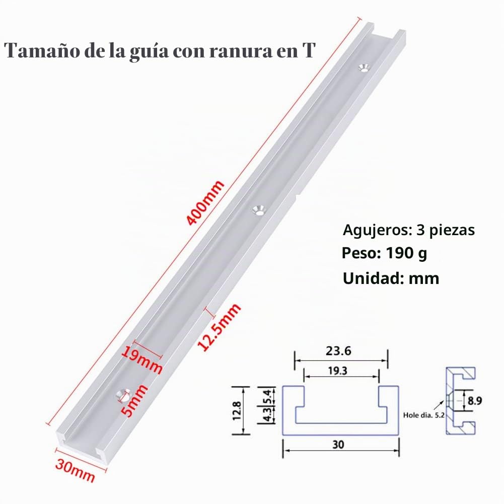 2 piezas T Track Mitre Track Jig Fixture Ranura y 2 piezas Juego de abrazaderas de sujeción rápida de metal