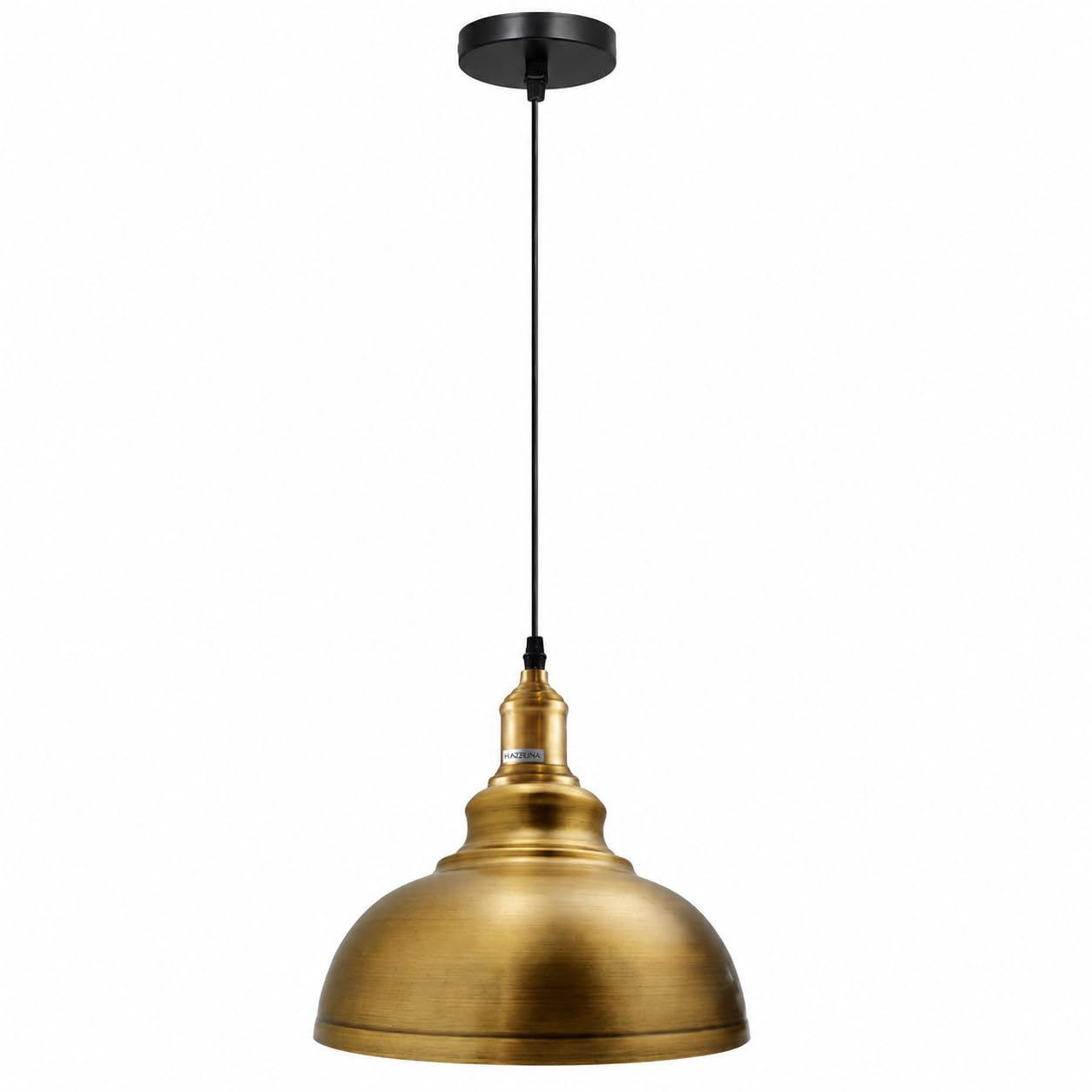 DC VOLTAGE Vintage Industrial 29cm Curvy Shape Ceiling Pendant Light with 95Cm Adjustable Wire for Kitchen Living Room and Dining Room (with Out Bulb, Yellow Brass)