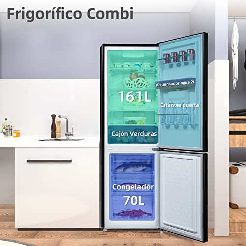 CHiQ 231L Frigorífico Combi NoFrost Negro (FBM228NE4DE) - Imagen 7