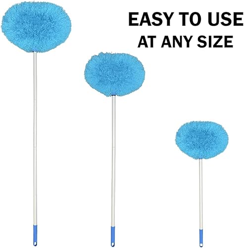 Miniatura 4 de Evelots Paquete de 2 cepillos limpiadores de microfibra con alcance de hasta 12 pies, color azul