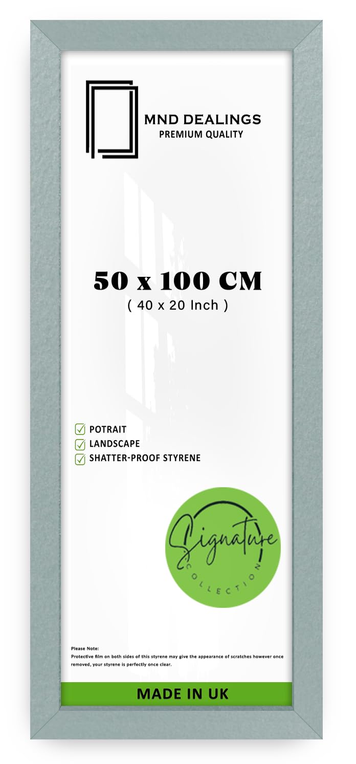 MND Dealings | MDF Poster Frame (50 x 100 CM) Picture Frame for Home, Office & Art Gallery Display, Elegant Wood Finish for Posters, Certificates & Photography [ Silver ] — image 1