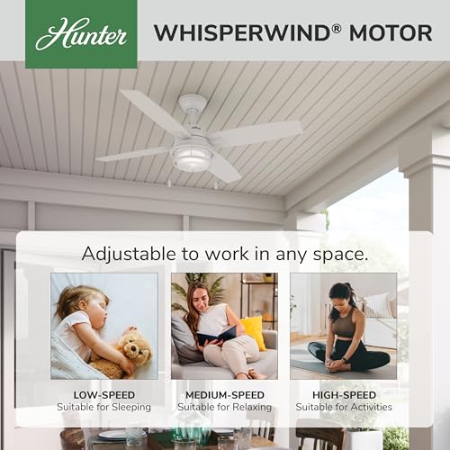 Image of Hunter Ocala, Outdoor or Indoor, Ceiling Fan, Rustic, 52 inch, Fresh White
