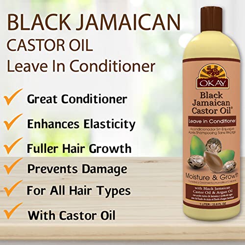 Okay | Black Jamaican Castor Oil | Leave-In Conditioner For All Hair Types| Repair - Moisturize - Grow Healthy Hair | With Argan Oil & Shea Butter | Free Of Parabens, Silicones, Sulfates | 33.8 Oz #TOP3