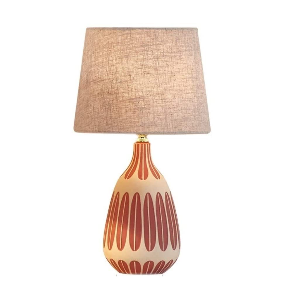 Table Lamp Table Lamps For Living Room Bedside Table Lamp Nordic Ceramic E27 Decorative Bedroom Light Fabric Lampshade Bedside Desk Lamp Bedroom Living Room Bedside Lamps,Pink+beige-Remote Control