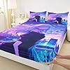 Japanese Anime Girl Bedding Set 3D Anime Gifts Bed Sheets Queen for Kids Boys Guys Japanese Style Fitted Sheet, Cartoon Printed Kawaii Girls Sheets Romance Cherry Blossoms Fitted Bed Sheets