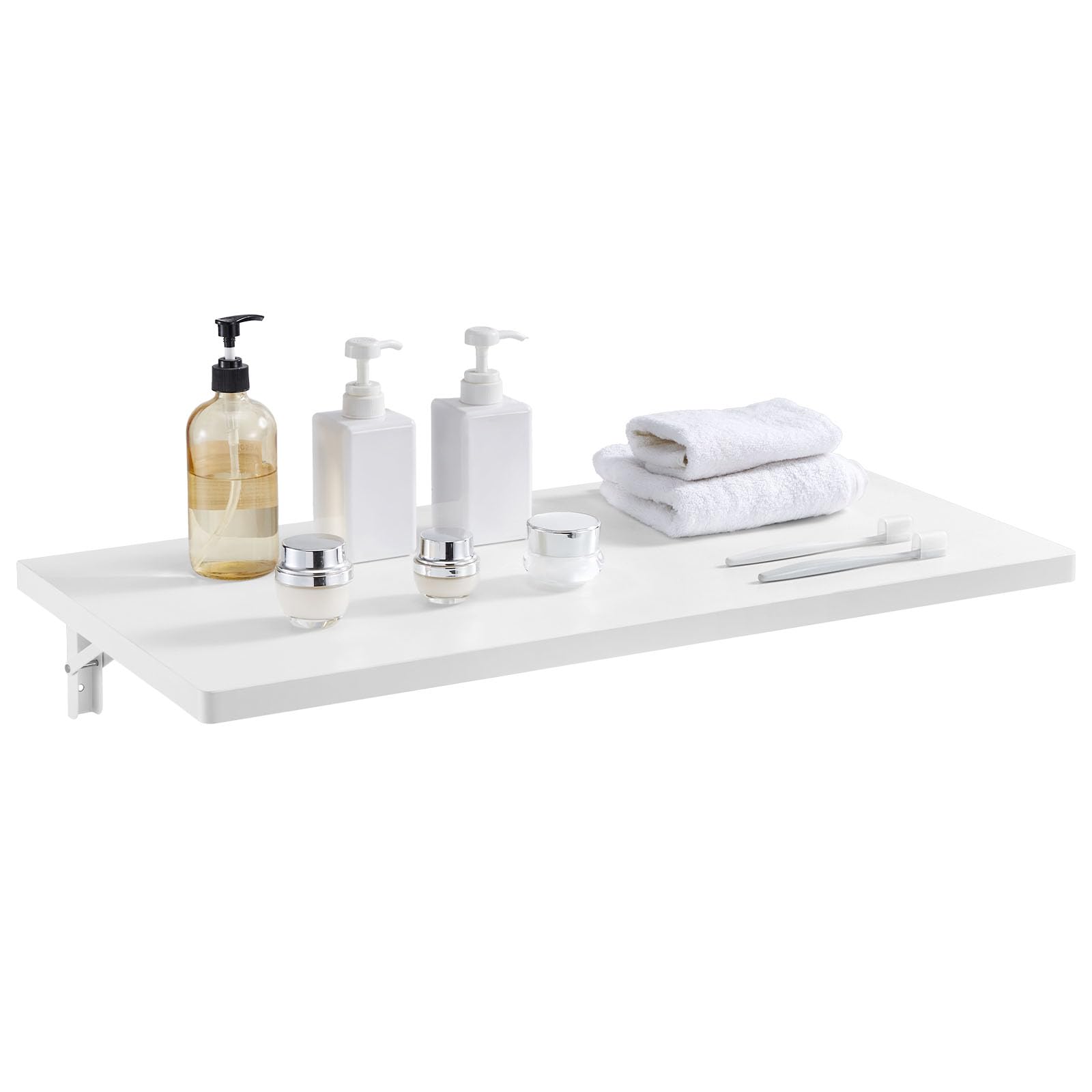 VEVOR Tavolo Pieghevole a Parete, Tavolo a Ribalta Montaggio a Parete 120 x 50 cm Scrivania Galleggiante Staffa in Ferro, Scrivania Pieghevole per Ufficio Domestico, Sala da Pranzo Cucina Bar Bianco