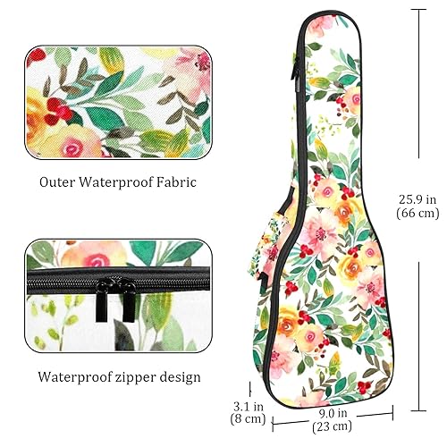 JRHEJTHH Durable Ukulele Bag Water Resistent Ukulele Case with Adjustable Shoulders for 21 23 24 inch Thick Padding Floral Pattern - Les Beatles, Paul McCartney, John Lennon, RIngo Starr, George Harrison JRHEJTHH Durable Ukulele Bag Water Resistent Ukulele Case with Adjustable Shoulders for 21 23 24 inch Thick Padding Floral Pattern – Image 5