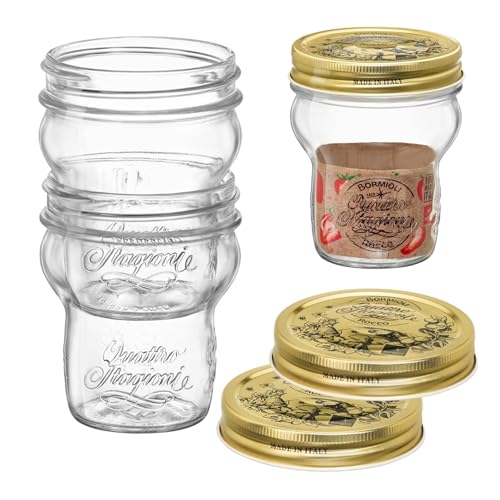 Bormioli Rocco Quattro Stagioni - Barattoli piccoli in vetro (set da 2) – Contenitori riutilizzabili per alimenti da 260 ml con coperchio avvitabile – Barattoli impilabili a bocca larga per spezie