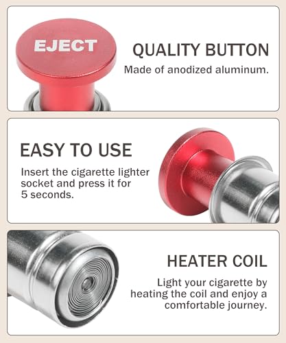 Image of bylikeho Car Cigarette Lighter,Cigarette Lighter Plug,Car Accessories Car Cigarette Lighter,12V Anodized Aluminum Cigarette Lighter Plug for Most Car Truck Boat (Eject), 1474DYQ001