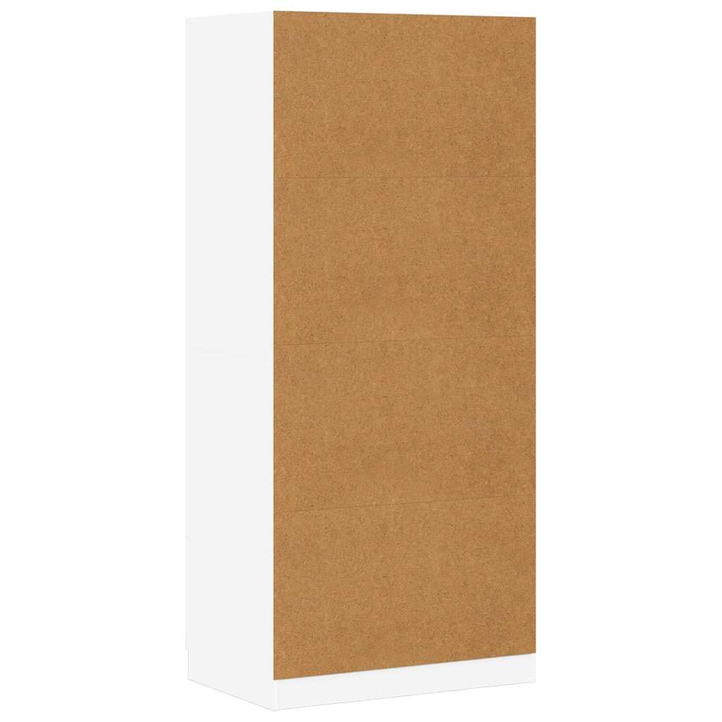 Armadio bianco, 80 x 52 x 180 cm, in legno con 2 ante, asta appendiabiti, scomparto, specchio, ideale per camera da letto, corridoio, cameretta dei bambini e soluzione versatile per riporre