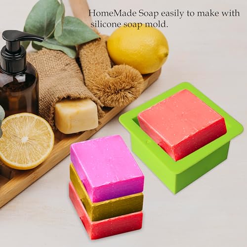 Image of MoldBerry Silicone Soap Mold | Square Soap Mould | Single Square Cavity Soap Making Mould | Homemade Soap Making Mold for Soap Making, Bath Bomb and Bath Products (Multicolor - Pk1)