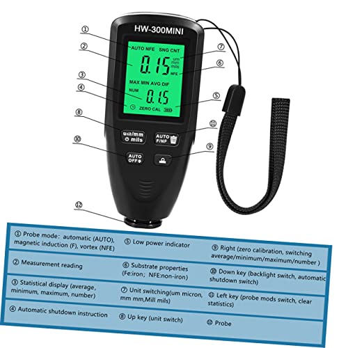 Medidor Digital de Espesor de Recubrimiento LIFKOME para Medición de Pintura Automotriz, Probador No Destructivo con Detección Automática de Sustrato para Capas de Pintura y Uso Industrial miniatura 6