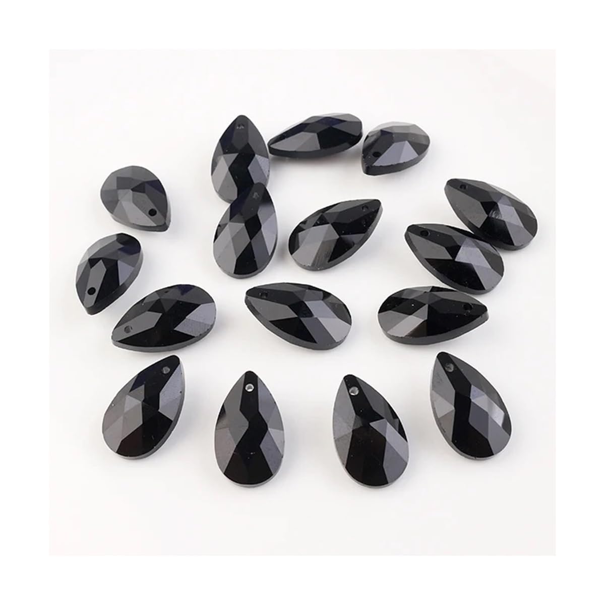 Crystal Chandelier Prism, Sun Catcher, 20Pcs Single Hole Charms Crystal Teardrop Pendants Green 13X22MM Glass Drop Beads For Handmade(Black)