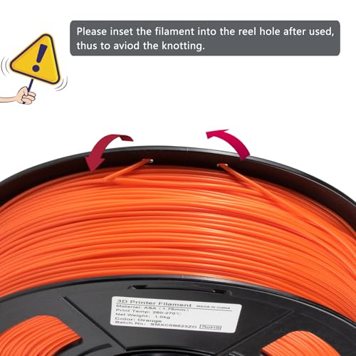 Image of iSANMATE ASA Filament 1.75mm Orange 1KG, UV & Weather Resistant 3D Printer Filament Perfect for Outdoor Functional Parts, Dimensional Accuracy + /- 0.02mm, 1kg Spool (2.2lbs)