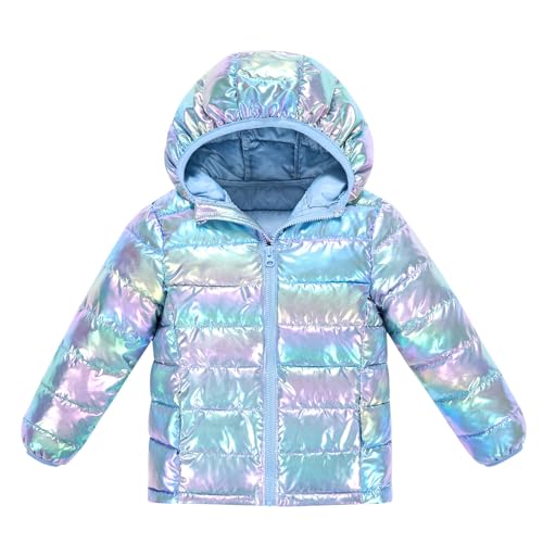Image of Lovekider Hooded Puffer Jacket for Girls 4-12T Down-Alternative Winter Coat Shiny Outerwear for Kids