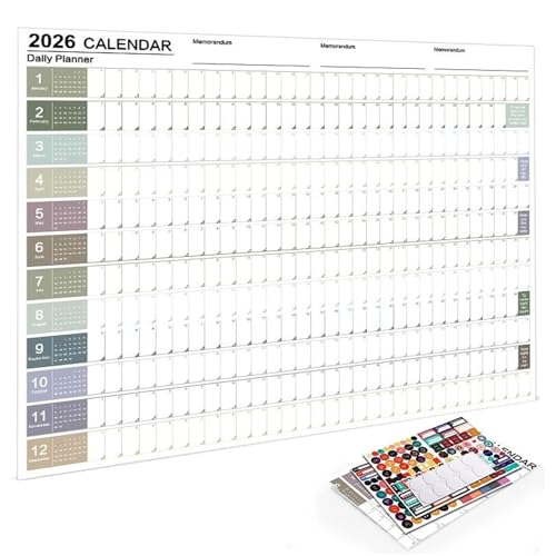 2026 Wandkalender 12 maanden, muurposterkalender