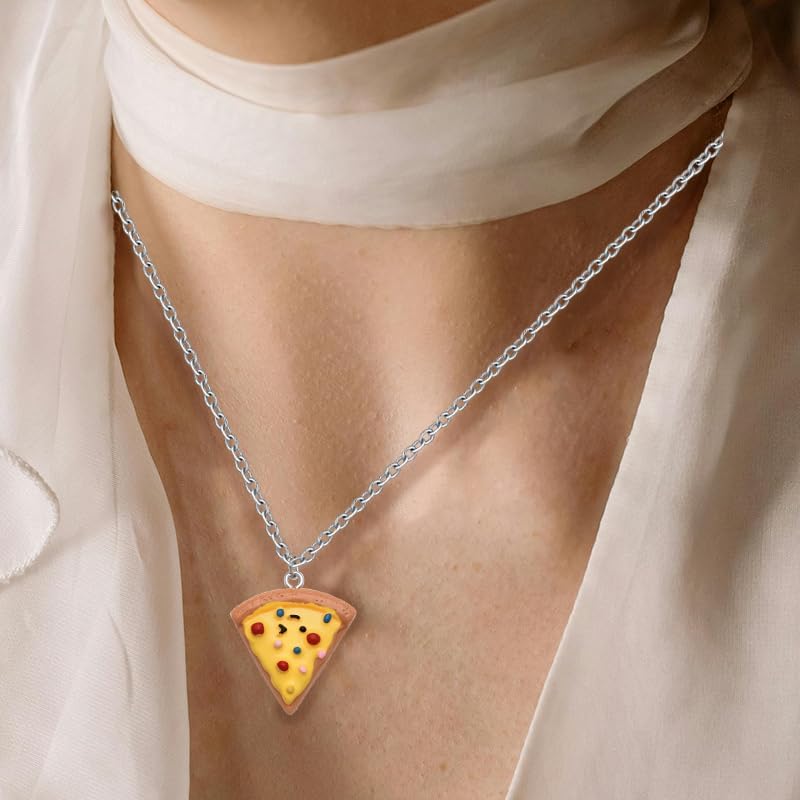 Kilener Pizza Necklace Best Friend Necklaces for Women Pizza Friendship Necklace Cute Food Necklaces for Women Birthday Gifts for Best Friends Bestie Couple Pizza Lover Gifts - Image 7