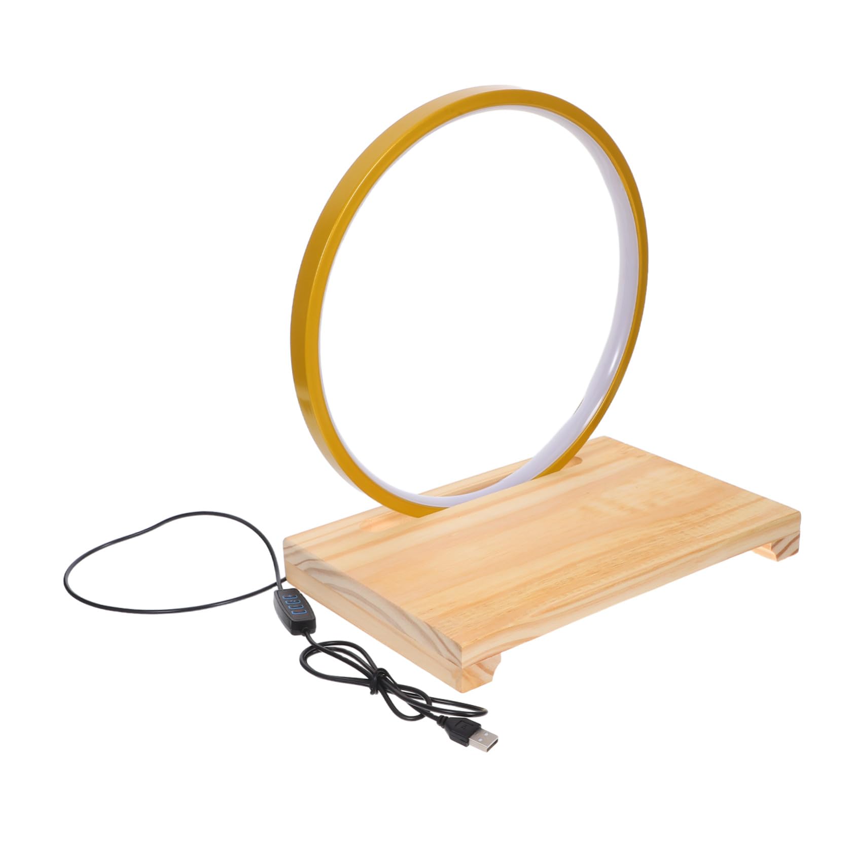 Decoration zen avec support sculptural lumineux et anneau LED pour bureau et salon