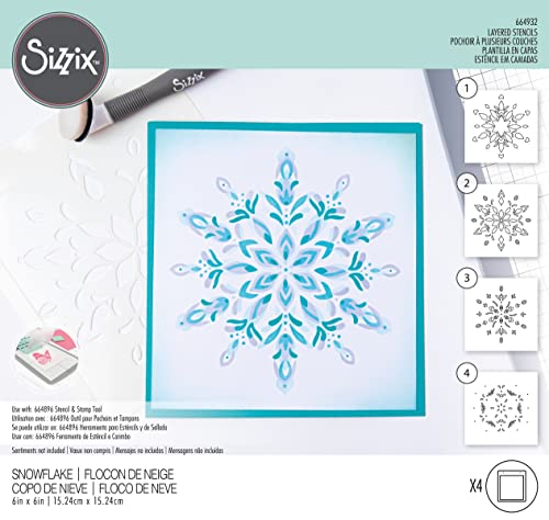 Sizzix Layered Stencils 4PK Snowflake, One Size - Image 3