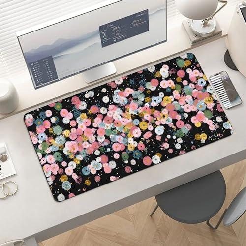 Image of Colorful Daisies Extended Gaming Mouse Pad, with Stitched Edges Large Mouse Pad Desk Protector, Rubber Base Mousepad Keyboard Mouses Mat for Work Game Office Home- 32 inch X 16 inch Inch