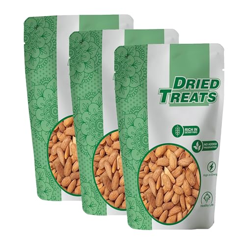 Image of Dried Treats Gurbandi Almonds 600 Grams (200 Grams X 3) with Rich Flavor, High Antioxidant Content, and Brain-Boosting Nutrition for Daily Vitality and Wellness |Packed with Energy to Support Kids' Learning, Adults' Productivity, and Elders' Strength