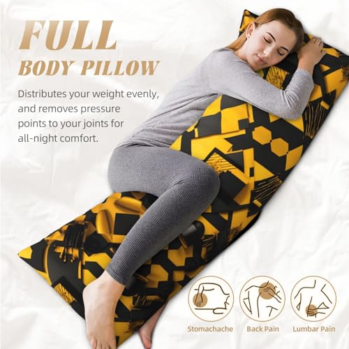 Housse de coussin de corps imprimé jaune moutarde pour des nuits douces