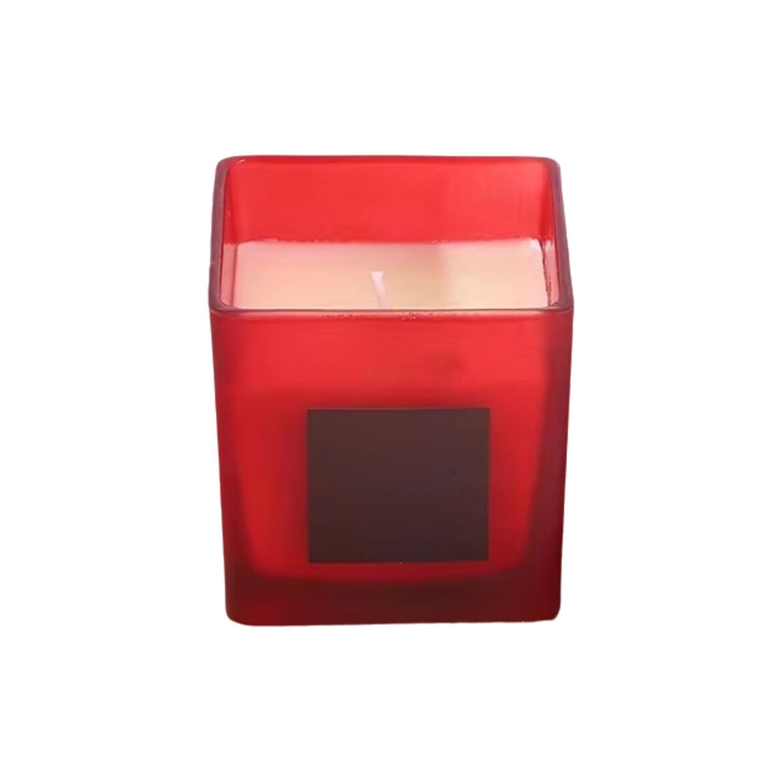 Velas de vidrio, vela cuadrada de aromaterapia hecha con cera de soja y aceites esenciales de larga duración for dormitorio, oficina y fiesta(Rot)