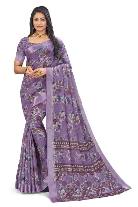 Women's Digital Geometric Saree with Blouse Piece-picture-44