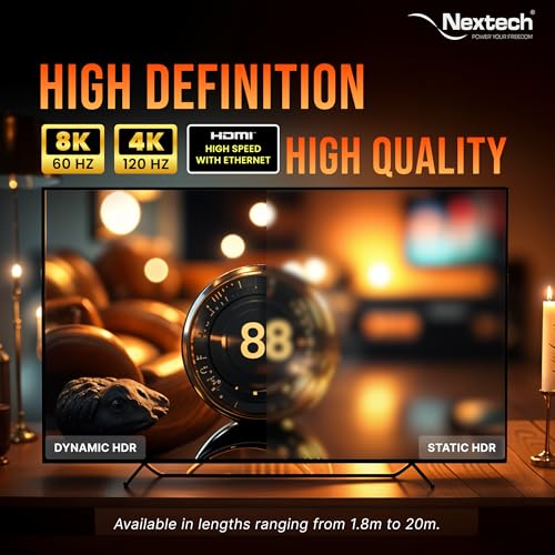Image of Nextech 8K HDMI 2.1 AOC Cable 15M (49.2 Feet) | 48Gbps Ultra High Speed | 8K@60Hz, 4K@120Hz | Dynamic HDR, eARC | Gaming Ready | Certified Long Distance Cable