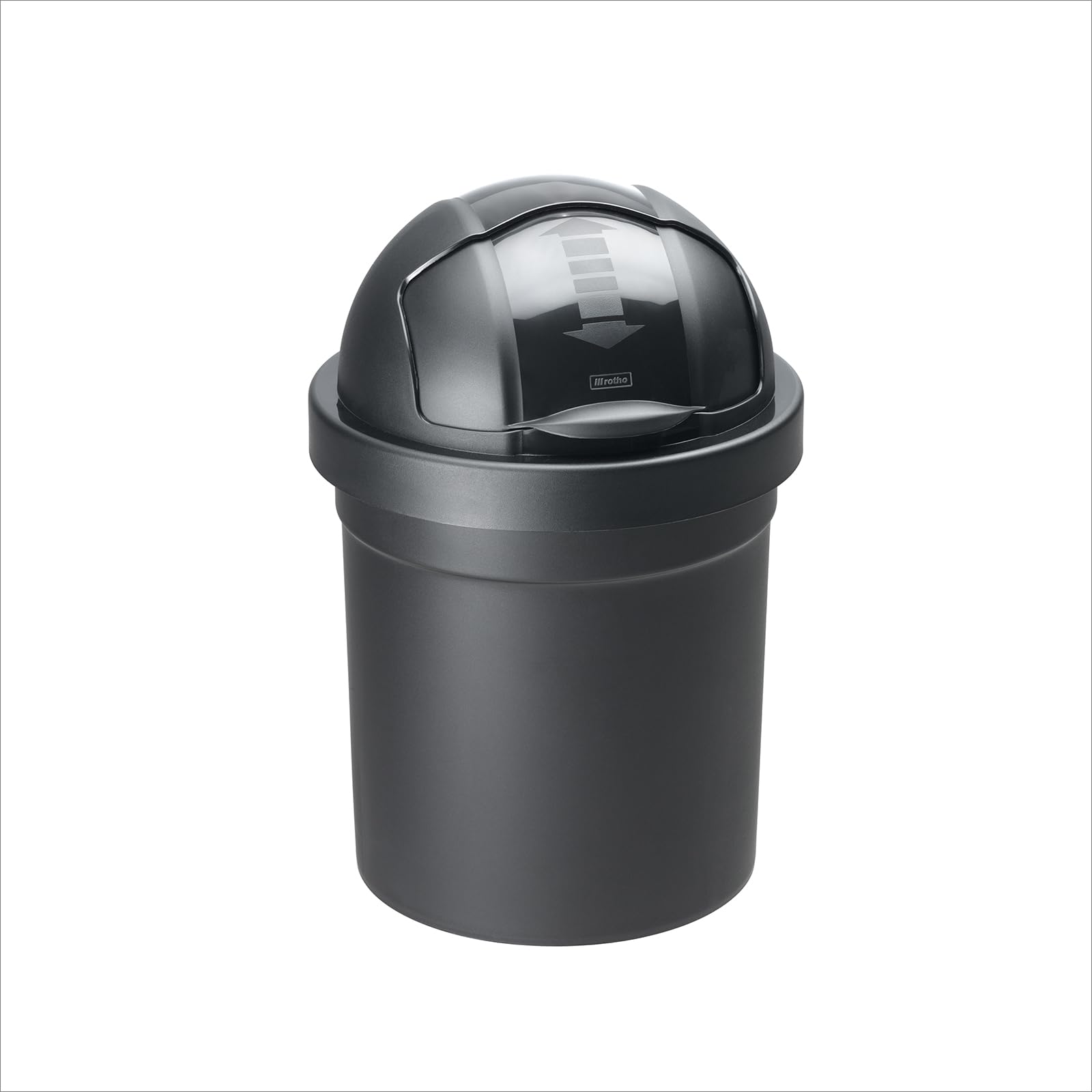 Rotho Roll Bob okrągły kosz na śmieci, 10 l, z pokrywką, tworzywo sztuczne (PP), nie zawiera BPA, czarny, 10 l (26,5 x 26,5 x 39,5 cm)