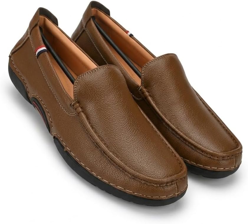 Men's Faux Leather Flexible Loafers with Comfortable Insole
