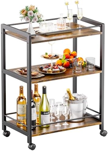 Carrello da Cucina in Legno di Pino con 3 Ripiani e Rotelle 86 x 50 x 40 cm : Beliani