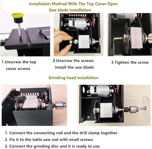 ZUSKYZU Mini Table Saw, Mini Table Saw for Crafts, Multi functional Portable Adjustable Cutting Sanding Engraving Drilling All in One Machine for Wood/PCB/Acrylic/Plastic thumbnail 6