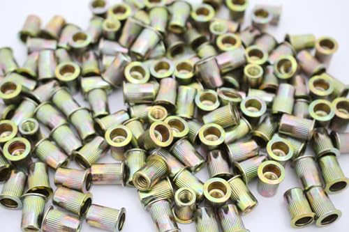 1/4-20 Zinc Plated Steel Flange Nutserts - Rivet Nut - Rivnut Nutsert - USA - 50pc