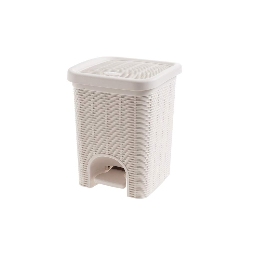 Poubelle à pédale avec couvercle hermétique blanche effet rotin