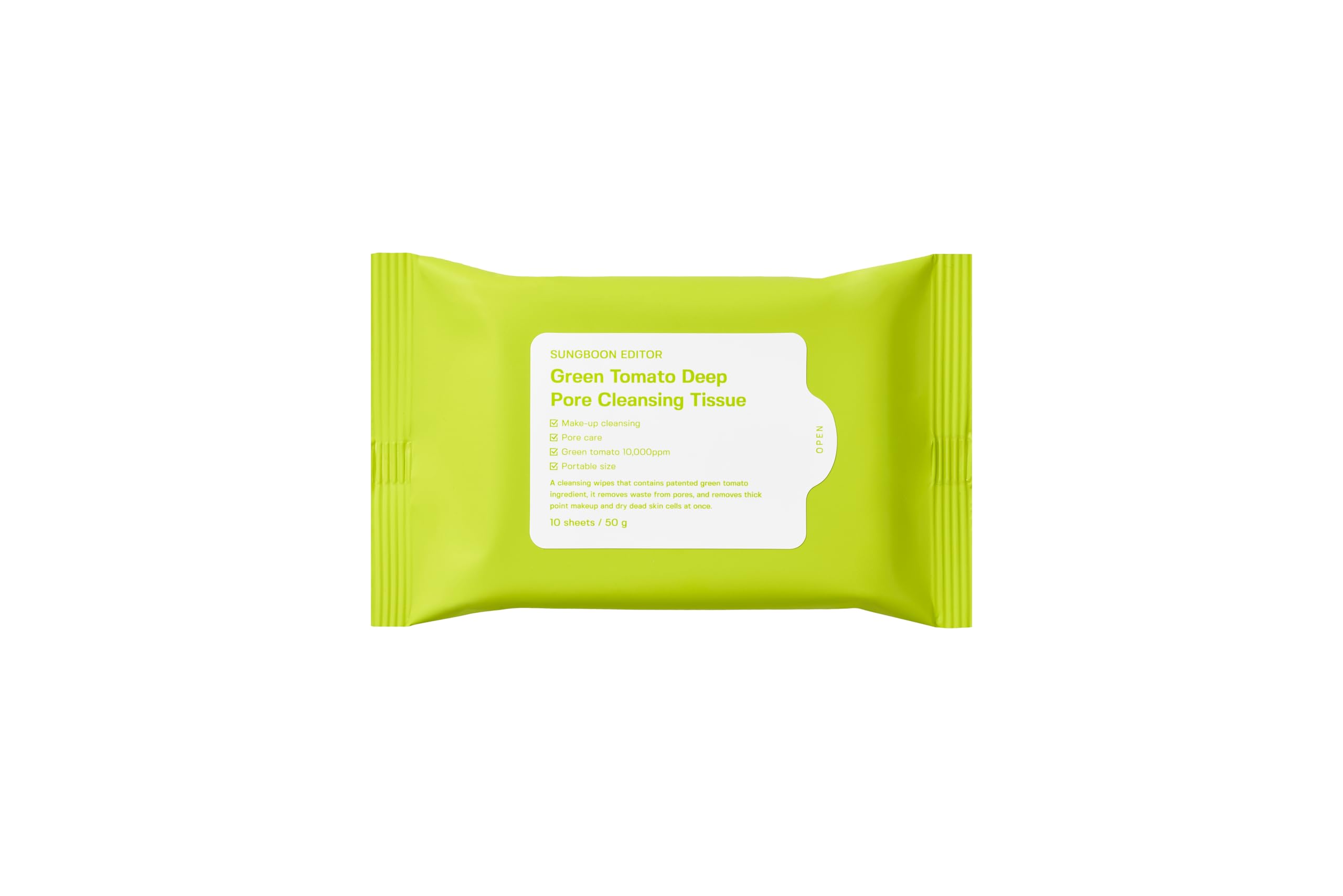 SUNGBOON EDITOR Green Tomato Deep Pore Cleansing Tissue (50 g) | Makeup Removing Cleansing Wipes | Deep Clean, Oil Control & Pore Purifying Formula-image-12