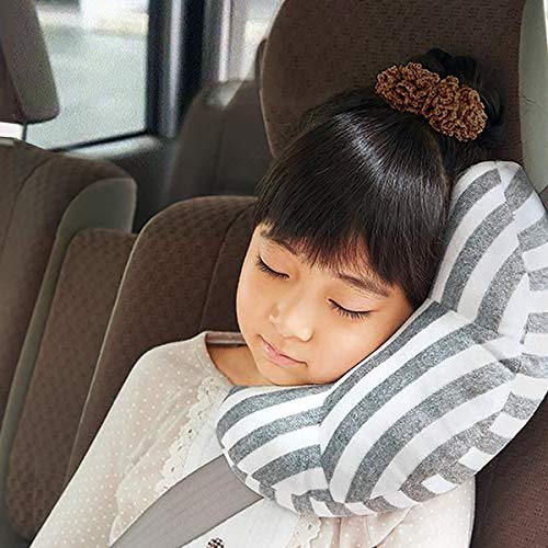 KiraKira Automobile pour Enfants Coussin, Voiture Adaptateur Enfant Coussin Oreiller,Coussin de Nuque Repose Coussinets d'Epaule de Voiture Protège-ceinture, Epaule Coussin (Gris)