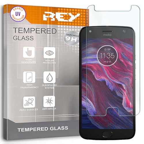 REY Protector de Pantalla para Motorola Moto X4, Cristal con Doble Protección UV, Vidrio Templado Premium 9H+