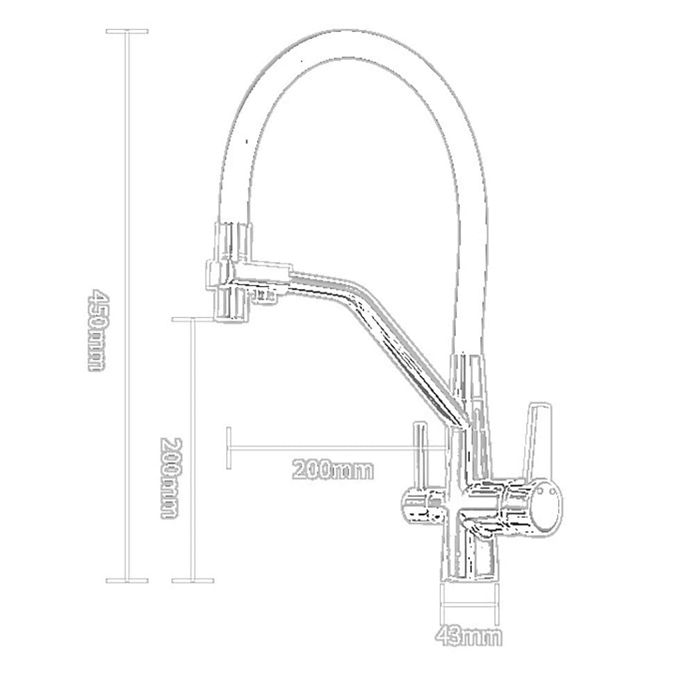 HLTYGWX Rubinetto Filtro Acqua da Cucina 3 in 1 con spruzzatore Estraibile Rubinetto Miscelatore Caldo e Freddo a Doppia Maniglia per lavello da Bar di Acqua Potabile Bianco